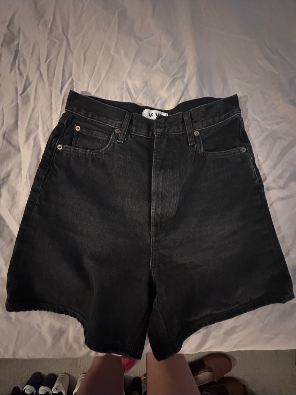 Agolde Black High-Rise Denim Shorts